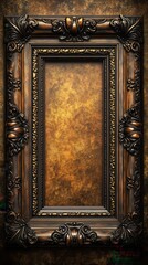 Ornate Vintage Gold Frame with Textured Background  
