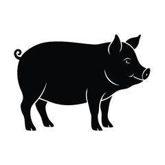 black and white pig vector