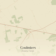 Obraz premium Vintage map of Coulmiers, France.