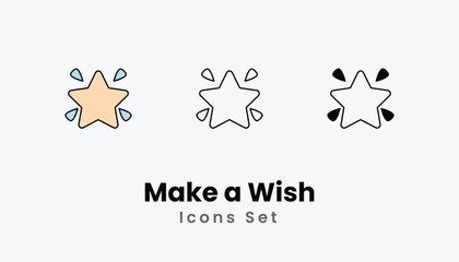 Make a Wish Icons thin line and glyph vector icon stock illustration