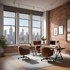 Fototapeta premium Modern Office with City View