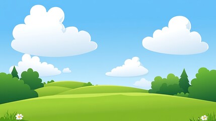 Obraz premium Rolling Green Hills Under a Sunny Blue Sky