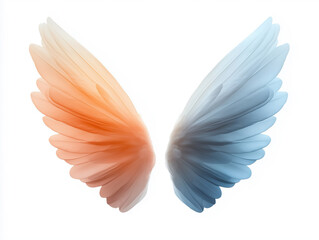 Fototapeta premium Enchanting Digital Pastel Artwork: Ethereal Holographic Angel Wings Radiating Color and Serenity, Inspiring Creativity with Intricate Details and Dreamy Aesthetic