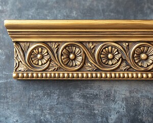 Gold Ornate Molding on Gray Wall