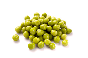Marinated green peas  isolated on white background.