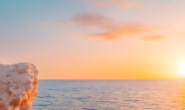 A breathtaking sunrise over the cliffs, with golden rays illuminating the vast ocean below. Generative AI