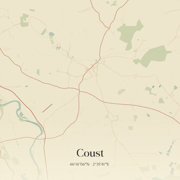 Vintage map of Coust, France.