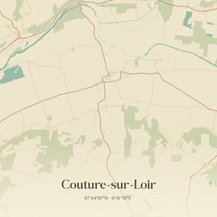 Obraz premium Vintage map of Couture-sur-Loir, France.