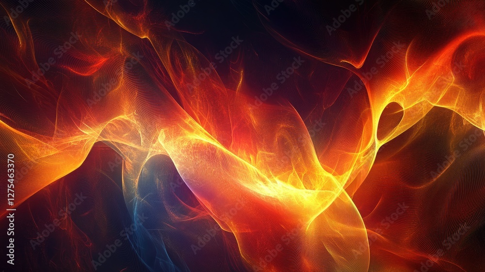Aufkleber 3D fractal patterns with vibrant, glowing hues and intricate light effects, creating a rich, complex design full of depth and visual intrigue