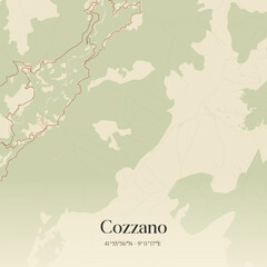 Obraz premium Vintage map of Cozzano, France.