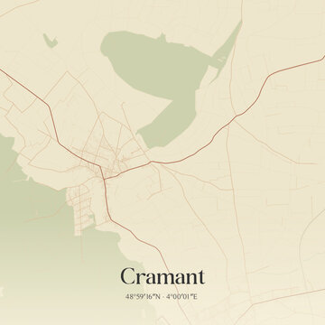 Vintage map of Cramant, France.