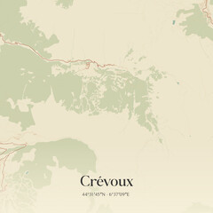Obraz premium Vintage map of Crévoux, France.
