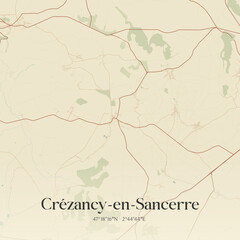 Fototapeta premium Vintage map of Crézancy-en-Sancerre, France.