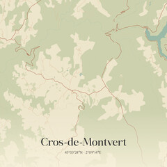 Obraz premium Vintage map of Cros-de-Montvert, France.