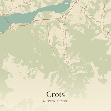 Vintage map of Crots, France.