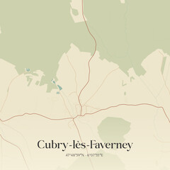 Obraz premium Vintage map of Cubry-lès-Faverney, France.