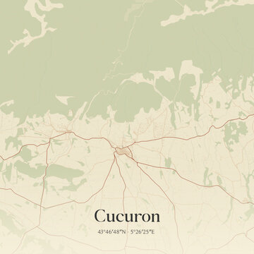 Vintage map of Cucuron, France.