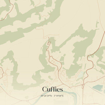 Vintage map of Cuffies, France.
