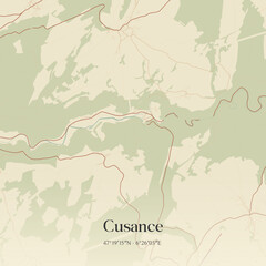 Obraz premium Vintage map of Cusance, France.
