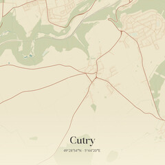 Vintage map of Cutry, France. © Rezona