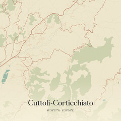 Naklejka premium Vintage map of Cuttoli-Corticchiato, France.