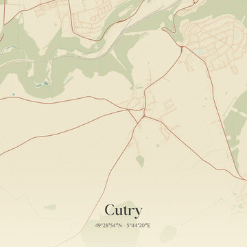 Vintage map of Cutry, France.