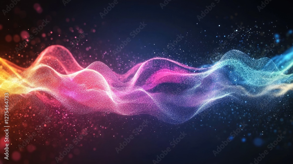 Poster A burst of colorful waves of light fusing together, creating an abstract and powerful visual of collaboration and unity in action