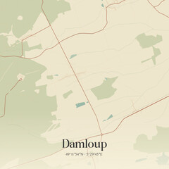 Obraz premium Vintage map of Damloup, France.