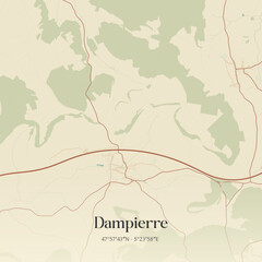 Obraz premium Vintage map of Dampierre, France.