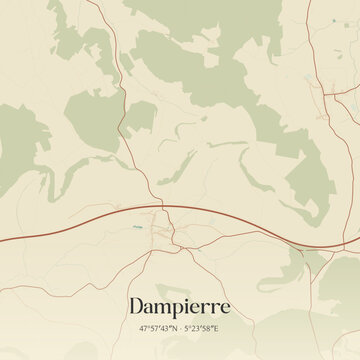 Vintage map of Dampierre, France.