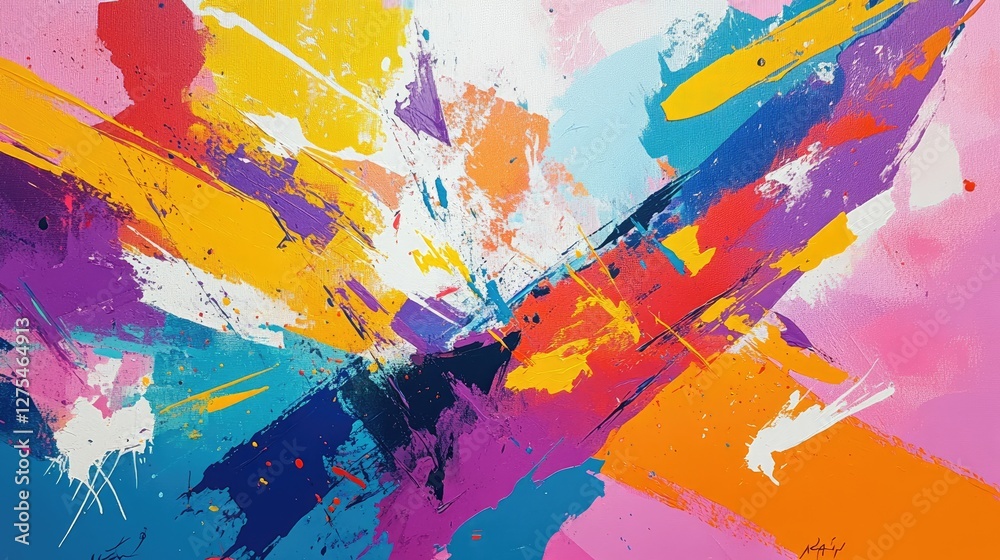 Aufkleber A burst of vibrant abstract colors, dynamically exploding in sync with the rhythm and energy of a pop song, creating a visually captivating design