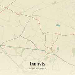 Fototapeta premium Vintage map of Damvix, France.