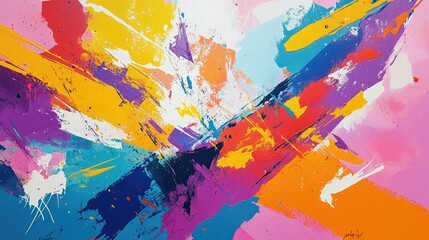 Obraz premium A burst of vibrant abstract colors, dynamically exploding in sync with the rhythm and energy of a pop song, creating a visually captivating design