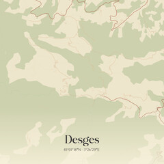 Obraz premium Vintage map of Desges, France.