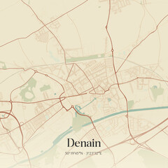 Obraz premium Vintage map of Denain, France.