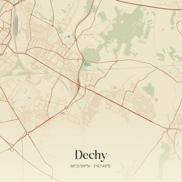 Vintage map of Dechy, France.