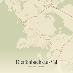 Fototapeta premium Vintage map of Dieffenbach-au-Val, France.
