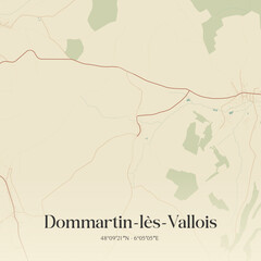 Obraz premium Vintage map of Dommartin-lès-Vallois, France.