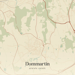 Obraz premium Vintage map of Dommartin, France.