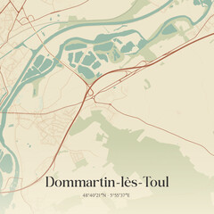 Obraz premium Vintage map of Dommartin-lès-Toul, France.