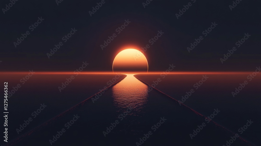 Aufkleber a dark, minimalist wallpaper with a delicate gradient, creating the illusion of a solar eclipse with