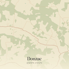 Vintage map of Donzac, France.