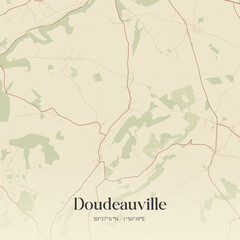 Fototapeta premium Vintage map of Doudeauville, France.