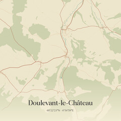 Fototapeta premium Vintage map of Doulevant-le-Château, France.
