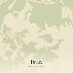Vintage map of Draix, France.
