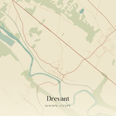 Vintage map of Drevant, France.