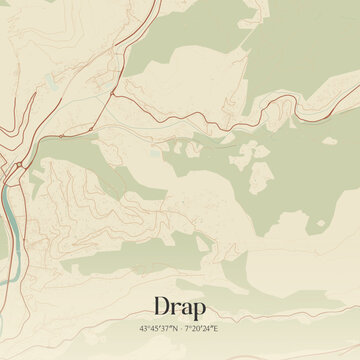 Vintage map of Drap, France.