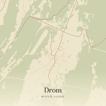 Vintage map of Drom, France.