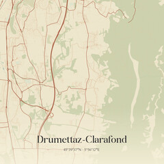 Fototapeta premium Vintage map of Drumettaz-Clarafond, France.