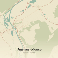 Obraz premium Vintage map of Dun-sur-Meuse, France.